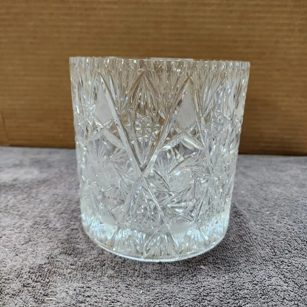 Heavy Cut Crystal dish no lid Vase Ice Buket Home Decor V